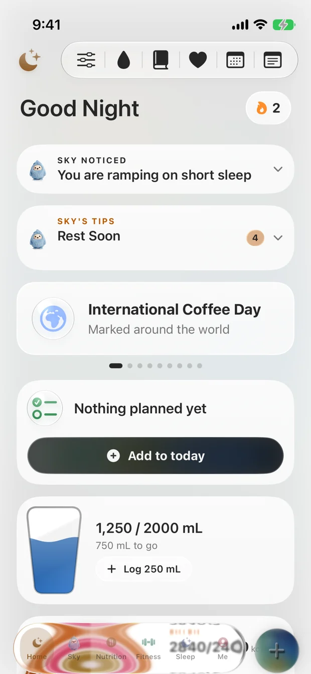 The Life OS home screen